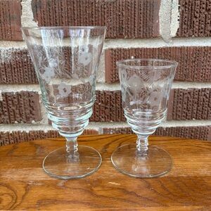 Vintage Iced Tea and juice glass Halifax Libbey Rock Sharpe stems Barware 2 Pc
